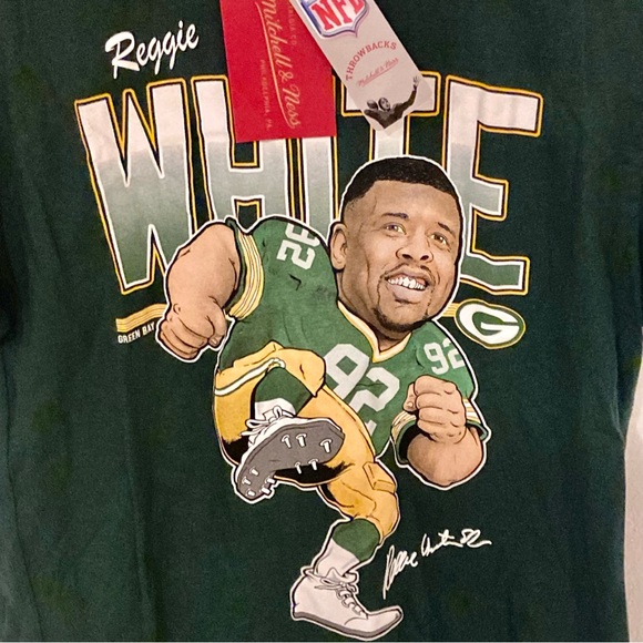 NWT Mitchell & Ness Green Bay Packers Reggie White Throwback T-Shirt Size Medium - Picture 3 of 6